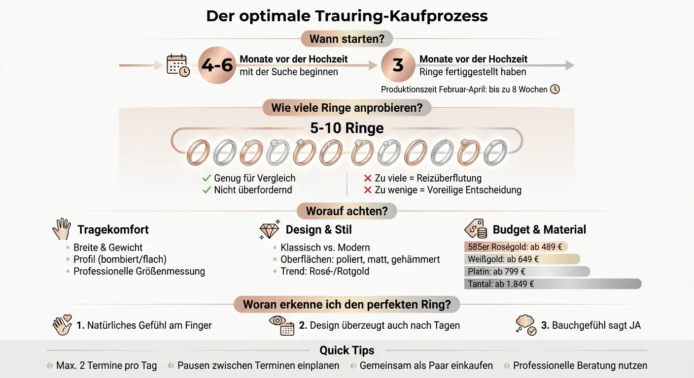 Trauring-Auswahl: 5-10 Ringe anprobieren in 4-6 Monaten